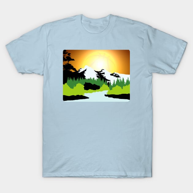 Bob Ross Basketball Sunrise T-Shirt by LowEffortStuff